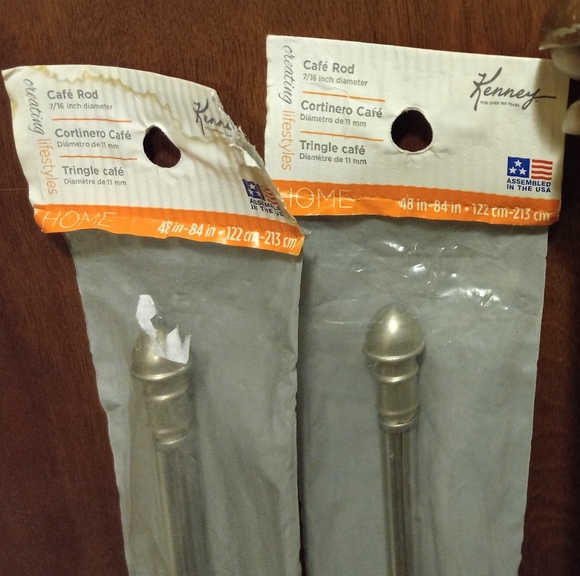 2 New Thin Cafe Curtain Rods + Hardware - Picture 2 of 2